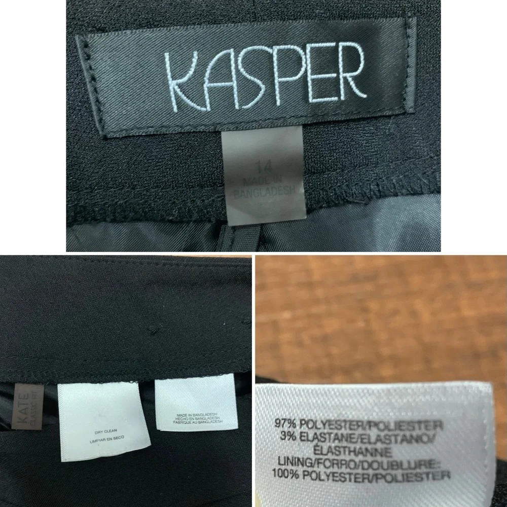 Kasper Womens Straight Leg Black Pants size 14